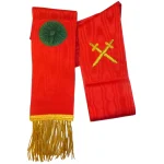 Knight Mason Sash - Red Moire with Hand Embroidered Golden Mylar Fringe