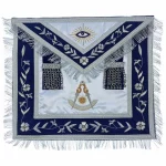 Past Master Blue Lodge White Blue Silk Apron - Bullion Embroidery