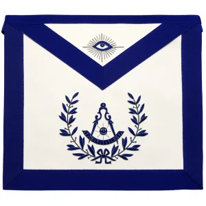 Past Master Blue Lodge Apron - Royal Blue With Wreath