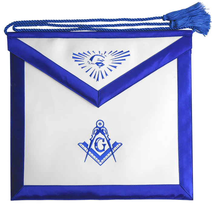 Master Mason Blue Lodge Apron – White With Blue Tassels