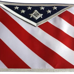 Master Mason Blue Lodge Apron - USA Flag White, Red & Blue Hand Embroidery