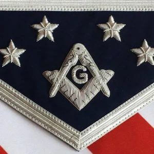 Master Mason Blue Lodge Apron - USA Flag White, Red & Blue Hand Embroidery