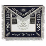 Past Master Blue Lodge Apron - Navy Velvet Silver Hand Embroidery