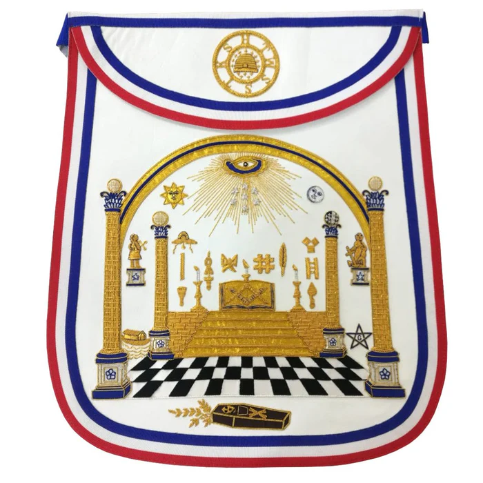 Master Mason Blue Lodge Apron – Hand Embroidered George Washington Masonic Apron