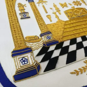 Master Mason Blue Lodge Apron - Hand Embroidered George Washington Masonic Apron