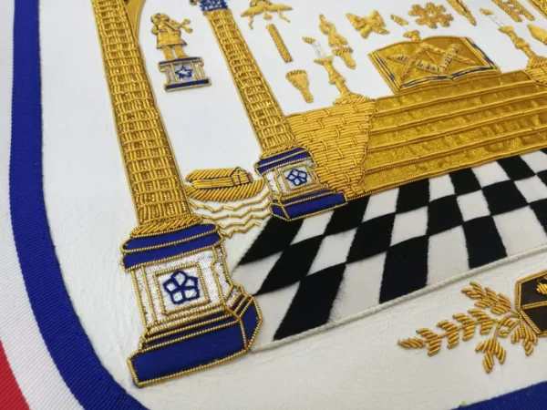 Master Mason Blue Lodge Apron - Hand Embroidered George Washington Masonic Apron