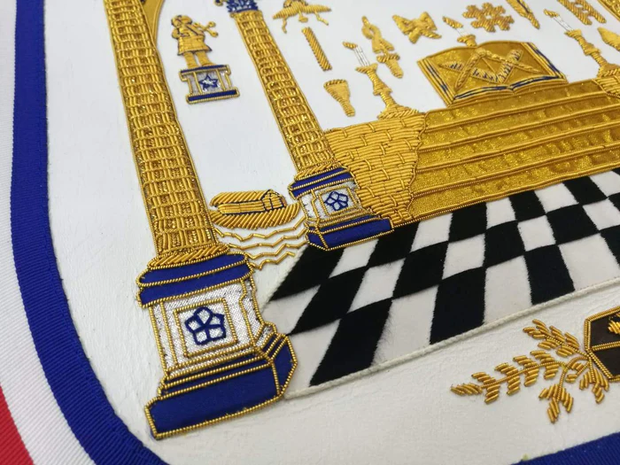 Master Mason Blue Lodge Apron – Hand Embroidered George Washington Masonic Apron