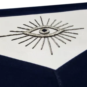 Past Master Blue Lodge Apron - Silver Bullion Hand Embroidery with Fringe