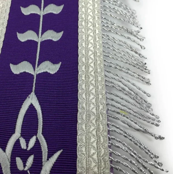 Past Master Blue Lodge Apron - White & Purple with Silver Embroidery