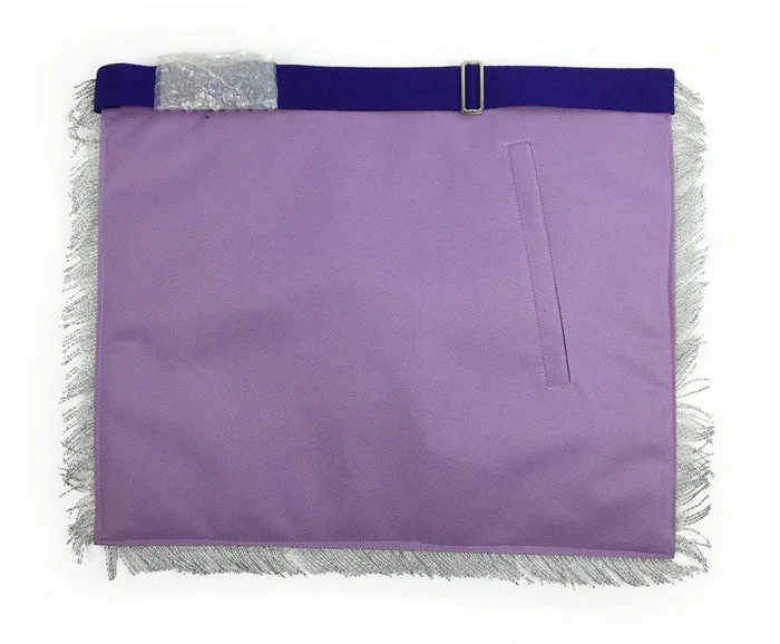 Past Master Blue Lodge Apron – White & Purple with Silver Embroidery