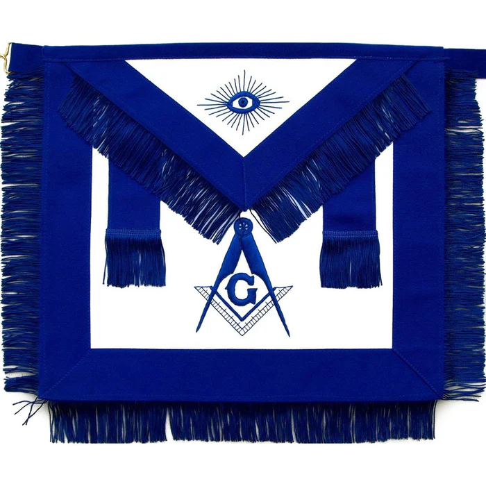 Master Mason Blue Lodge Apron – Royal Blue with Fringe