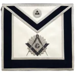 Master Mason Apron - Navy Blue Velvet with Silver Bullion Hand Embroidery