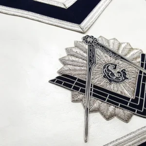 Master Mason Blue Lodge Apron - Navy Blue Hand Embroidery