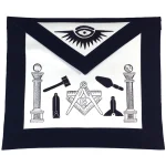 Master Mason Blue Lodge Apron - Navy Blue White Silk Hand Embroidery