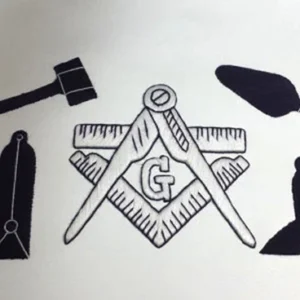 Master Mason Blue Lodge Apron - Navy Blue & White Silk Threads Hand Embroidery