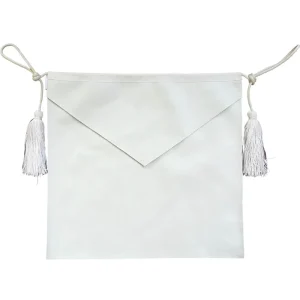 Entered Apprentice Blue Lodge Apron - All White Leather With Cords