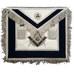 Master Mason Apron Navy Blue Velvet Silver Bullion Hand Embroidery