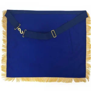 Past Master Blue Lodge Apron - Silver Braid & Golden Fringe Tassels Hand Embroidery