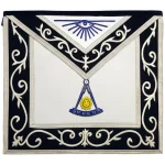Past Master Blue Lodge California Regulation Apron - Blue Velvet Silk Threaded