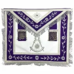 Past Master Blue Lodge Apron - White Purple Silver Machine Embroidery