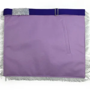 Past Master Blue Lodge Apron - White & Purple with Silver Machine Embroidery