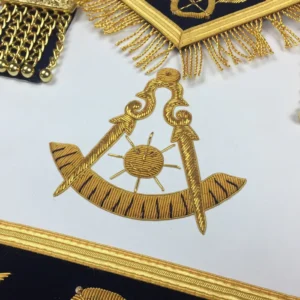 Past Master Blue Lodge Apron | Royal Navy Velvet & Artisan Gold Hand Embroidery - Image 3