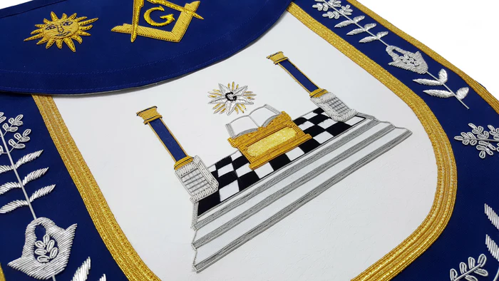 Master Mason Blue Lodge Apron – Altar, Sun, Moon & Pillars