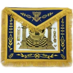 Master Mason Blue Lodge Apron in Lambskin with Gold Machine Embroidery