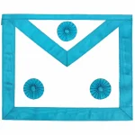 Master Mason Blue Lodge Apron - Sky Blue Moire Three Rosettes Machine Embroidered