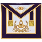 Past Master Blue Lodge Apron - Purple Velvet With Gold Hand Embroidery