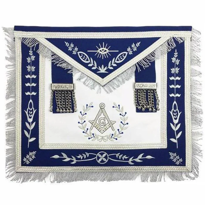 Master Mason Blue Lodge Apron – Royal Blue With Silver Fringe