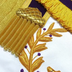 Past Master Blue Lodge Apron - Purple Velvet Gold Hand Embroidery