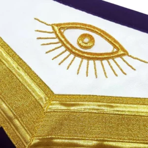 Past Master Blue Lodge Apron - Purple Velvet Gold Hand Embroidery