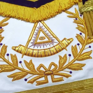 Past Master Blue Lodge Apron - Purple Velvet Gold Hand Embroidery