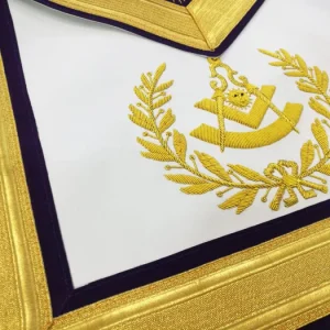 Past Master Blue Lodge Apron - Gold & Purple Hand Embroidery