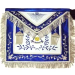 Masonic Past Master Apron Blue Silk Border - Silver Bullion Fringe