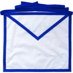 Member Blue Lodge Apron White Cotton Duck - Green Grosgrain Ribbon Trim