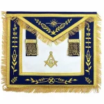 Blue Lodge Master Mason Apron - Navy Gold Fringe Machine Embroidered