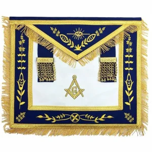 Master Mason Blue Lodge Apron - Navy Blue with Gold Fringe