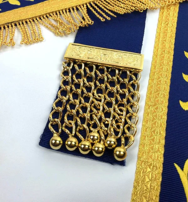 Master Mason Blue Lodge Apron - Navy Blue with Gold Fringe