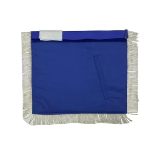 Master Mason Blue Lodge Apron - Blue Velvet with Silver Fringe Hand Embroidered
