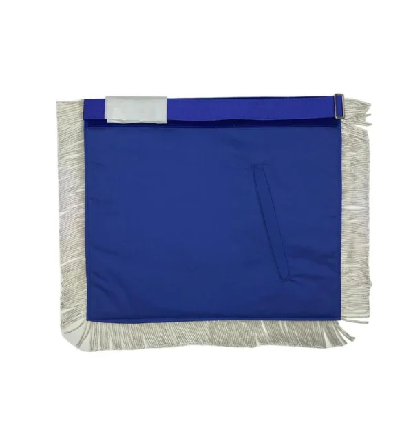 Master Mason Blue Lodge Apron - Blue Velvet with Silver Fringe Hand Embroidered