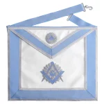 Master Mason Blue Lodge Apron Light Blue White - Silver Square Compass Emblem