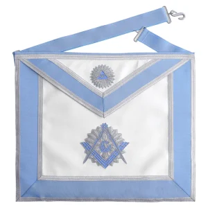 Master Mason Blue Lodge Apron - Light Blue & White with Machine Embroidery