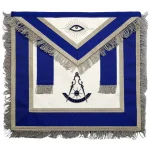 Past Master Blue Lodge Apron - Blue With Tabs and Silver Fringe