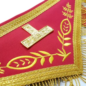 Past Master Blue Lodge Apron - Red Gold Machine Embroidery