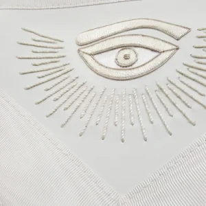 Master Mason Blue Lodge Apron - White Hand Embroidery