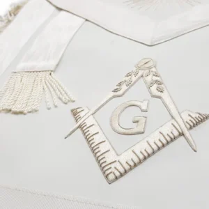 Master Mason Blue Lodge Apron - White Hand Embroidery
