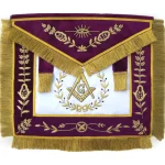 Past Master Apron - Purple Velvet Gold Fringe Square Compass