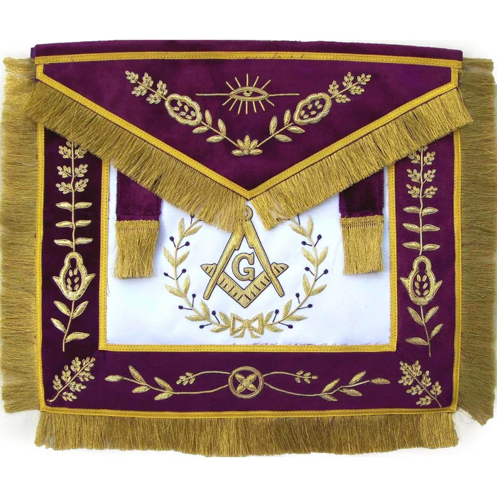 Master Mason Blue Lodge Apron – White Satin & Purple